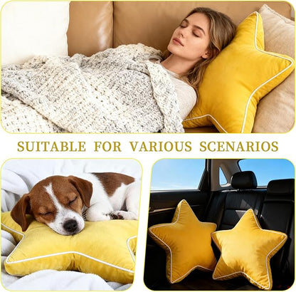 Star Pillow - Decorative Pillows Cozy Room Décor Throw Pillow Accent Floor Cushion Yellow