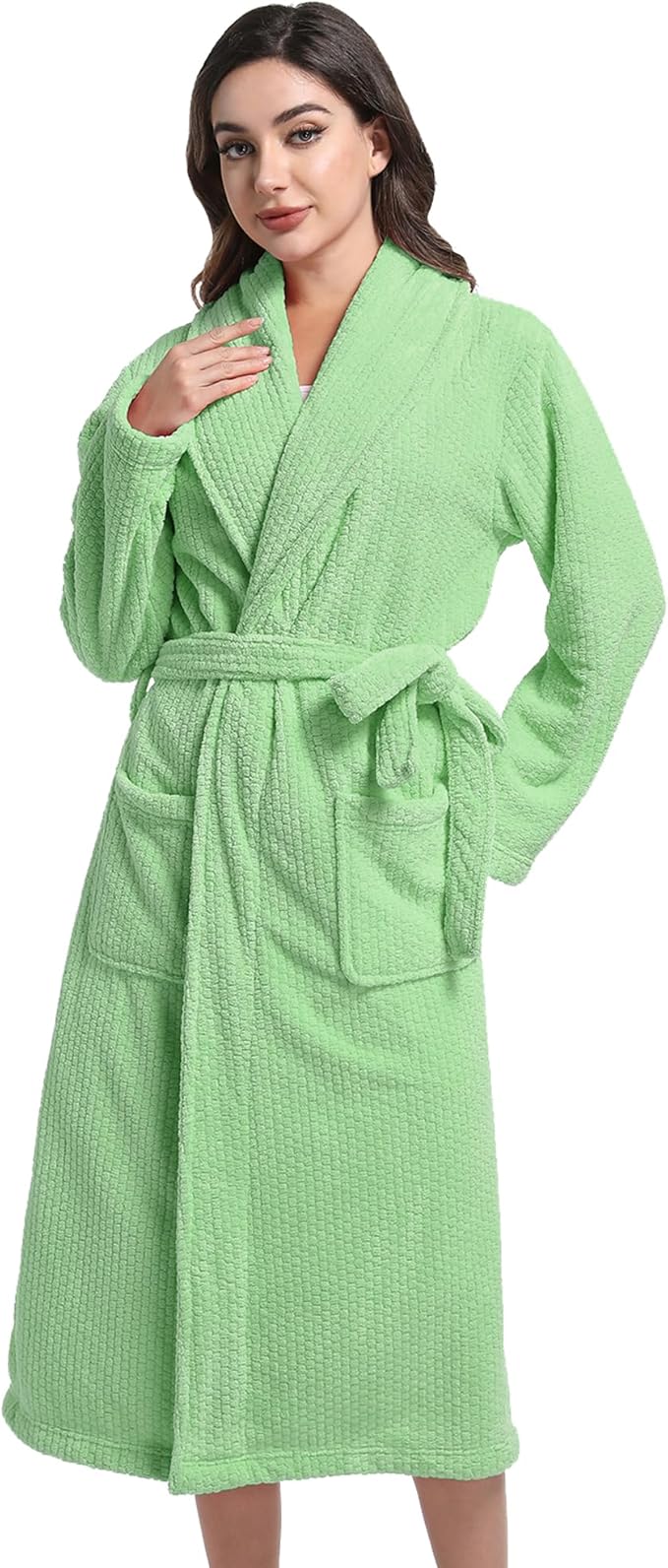 Women's Shawl Collar Bathrobe, Soft Long Towel Robes for Women - Super Absorbent Quick Dry yet Warm