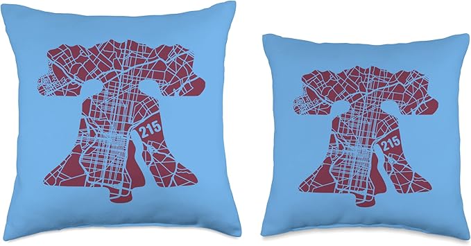 Philadelphia Street Map Liberty Bell Ill 215 Vintage Philly Throw Pillow