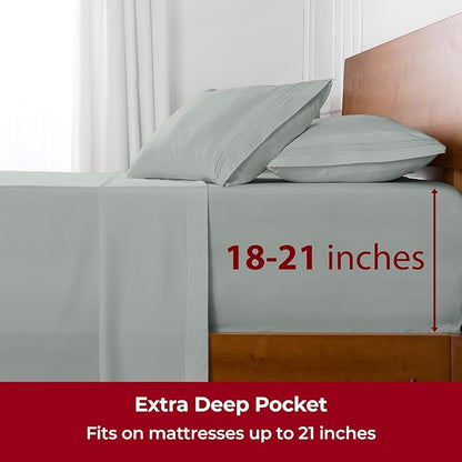 Mellanni Extra Deep Queen Sheets - 4 PC Iconic Collection Bedding - Hotel Luxury, Ultra Soft, Cooling Bed Sheets - Wrinkle, Fade, Stain Resistant (Queen, Spa Mint)