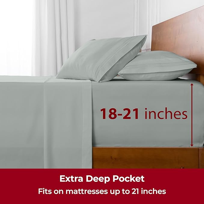 Mellanni Extra Deep California King Sheets - 4 PC Iconic Collection Bedding - Hotel Luxury, Ultra Soft, Cooling Bed Sheets - Wrinkle, Fade, Stain Resistant (Cal King, Spa Mint)