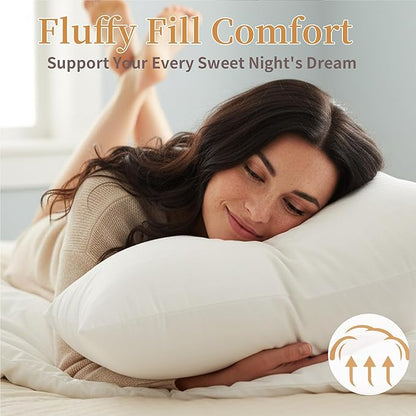 Pillows Queen Size Set of 2, Queen Pillows Set of 2 with Adjustable Down Alternative Polyester Fiber Fill, Hotel-Quality Comfort for Side, Back & Stomach Sleepers