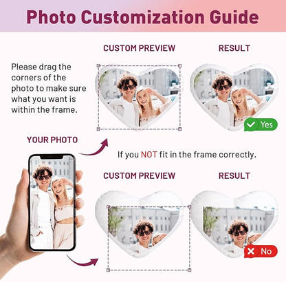 Custom Pillow with Picture & Text - Include Insert, Personalized Photo Pillow Double-Sided Printing, Custom Heart Pillow for Loved One | Personalized Couple Gifts for Birthday Anniversary