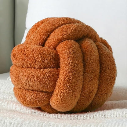 Knot Pillow Ball Plush - Decorative Throw Pillows for Bed Relieve Stress, Round Knot Cushion for Sofa Decor Pet Toy, Brown 8 inch