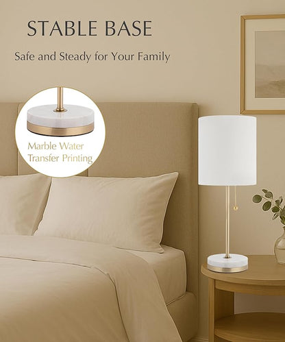 HarvestLand Pure 21” Table Lamp for Living Room and Bedroom – Farmhouse End Table Lamp for Nightstand or Sofa Side – Bedside lamp, Decorative lamp, Living Room Lamps for end Table