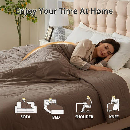Electric Blanket King Size - Dual Control Heated Blanket King Size, Fast Heating with 10 Time Settings & 6 Heat Settings, Warm Gift (Khaki, King 90" x 104")