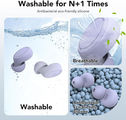 Ear Plugs for Sleeping 45dB Noise Cancelling Reusable Soft Silicone Ear Plugs for Noise Reduction Concert Earplugs for Shooting Snoring Airplanes Musicians Motorcycle with 8 Eartips Case Violet