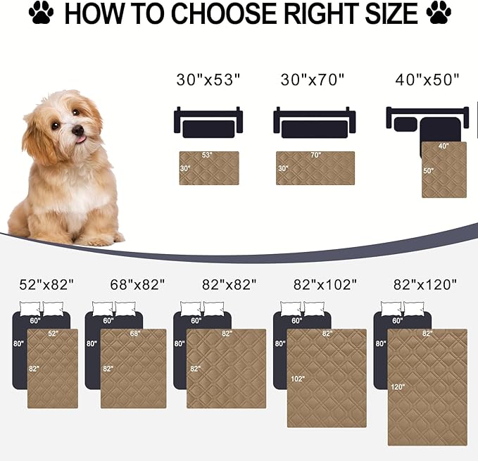 Smiry Reversible Waterproof Couch Covers for Sofa, Washable Dogs Pet Couch Covers for 3 Cushion Sofa Pet Friendly, Water Resistant Furniture Protector Slipcover, Geometric (82"x120", Camel/Beige)