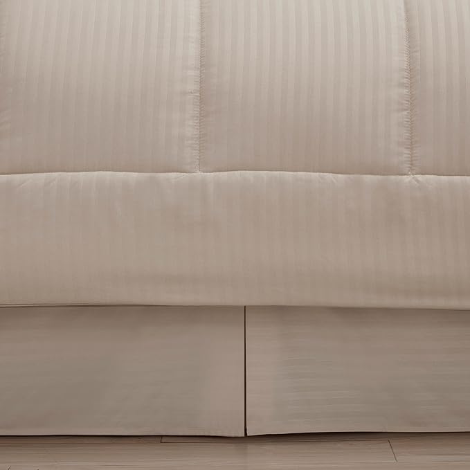 Sweet Home Collection 6 Piece Bed in a Bag with Dobby Stripe Comforter, Sheet Skirt, and Sham Set, Twin, Beige, 6, (Pack of 4)