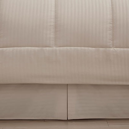 King Size Comforter Set 8 Piece Bed in a Bag with Bed Skirt, Fitted Sheet, Flat Sheet, 2 Pillowcases, 2 Pillow Shams, King, Dobby Beige