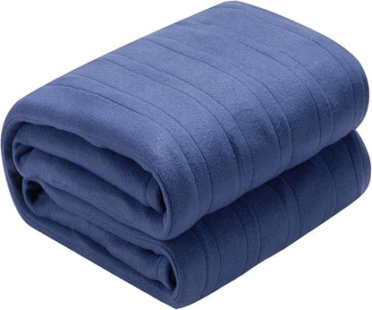 Electric Heated Blanket Twin Size 62"x84", Fast Heating Throw, Soft Fleece for Bed & Sofa, 10 Hours Auto Off & 4 Heating Levels, Machine Washable, Gifts for Grandma & Family-Dark Blue