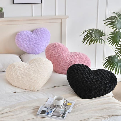 Heart Pillow, Soft Heart Shaped Pillow with Room Decorative Throw Pillows for Bed Couch Chair Sofa, Heart Shaped Cute Throw Pillow Cushion for Bedroom Living Room (Beige, Mini 12.9" x 9.8")