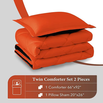 downluxe Twin Comforter Set - Flame and Black Twin Comforter, Soft Bedding Sets for All Seasons -2 Pieces - 1 Comforter (66"x92") and 1 Pillow Sham(20"x26")