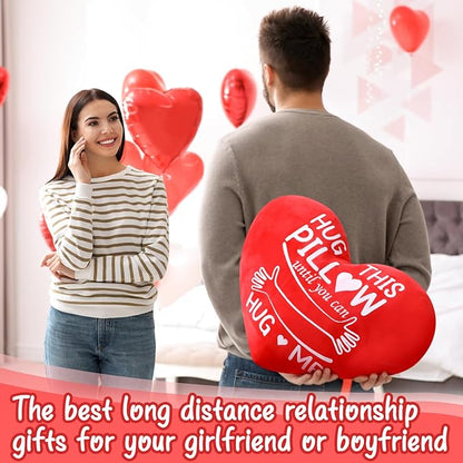 Valentines Day Gifts for Her Him Long Distance Relationship Gifts for Boyfriend Girlfriend Hug This Pillow Until You Can Hug Me Romantic Love You Decorative Pillow for Women Men Sofa Bed