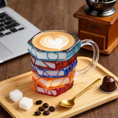 VNROSE Painted Book Mug - Novelty Coffee Mugs，Personalized Gift for Book Lovers, Valentine's Day Gifts for Book Lovers,Unbreakable Library Art Cup,Book Club Gifts(10oz)