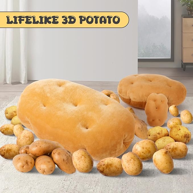 Marble Empire Potato Pillow Stuffed 3D Simulation Potato Throw Pillow Decorative Vegetable Plush Toy Soft Food Plushie(4.72inch)