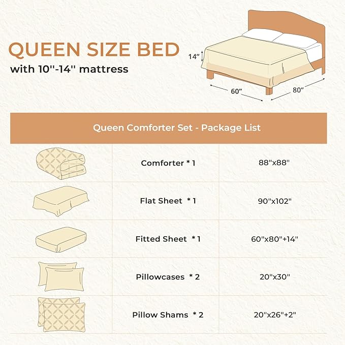 Sasttie Queen Comforter Set, 7-Piece Bed in a Bag, Pintuck Bedding Set for All Season, Includes Comforter, Flat Sheet, Fitted Sheet, Pillowcases and Pillowshams, Baby Pink