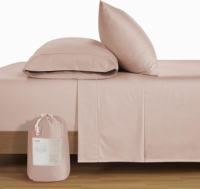 LANE LINEN Split King Sheet Sets for Adjustable Beds - 5 PCs, 600 Thread Count Split King Sheets Set - Sateen King Split Sheets for Adjustable Bed - Split Top King Sheets Set for Bed - Sepia Rose
