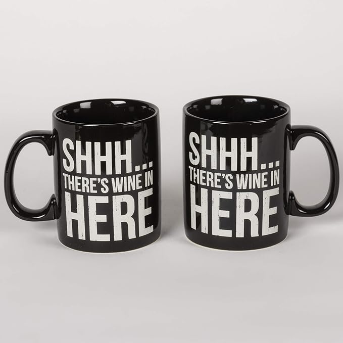 Primitives By Kathy 25378 Stoneware Coffee Mug, 20 oz, There's Wine in Here