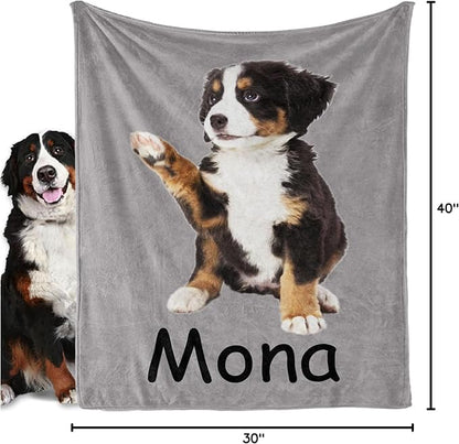 Personalized Dog Blanket, Customized Pet Blankets with Name Picture, Throw Blanket for Small Medium Large Dog Puppy Cat