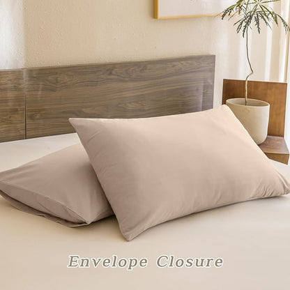 CozyTide Cotton Queen Comforter Set,3 Pieces Warm Taupe Lightweight Boho Bedding Comforters & Sets Solid Fluffy Cozy Queen Bedding Set Ultra Soft