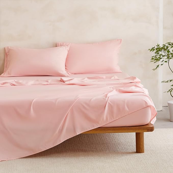 Wake In Cloud - Floral Comforter Set with Sheets, Cute Vintage Flower Cottagecore Aesthetic for Women Teen Girls, 5 Pieces Bed in a Bag, Cream Pink, Twin Size