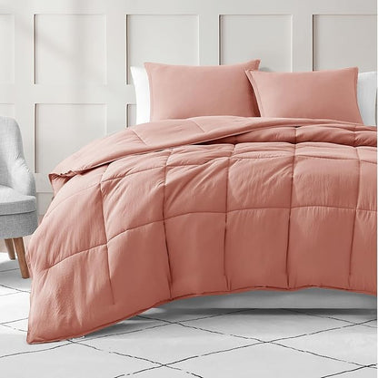 Casa Platino Pre-Washed Queen Comforter Set - Duvet Insert Queen Size - Ultra Soft & Cozy Fade Resistant Comforter Queen Size - Hydro-Brushed Cozy 100% Microfiber Queen Bed Comforter Set- Rose Dawn