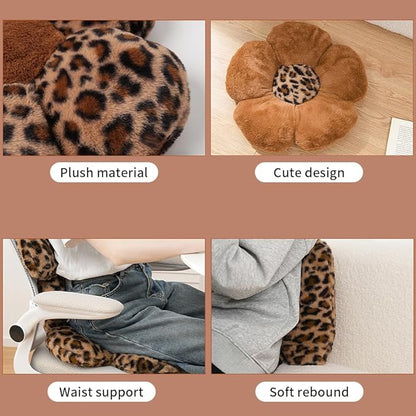 2Pcs Leopard Print Bow Throw Pillow Furry Bow Plush Pillows Cute Flower Plush Pillow Cheetah Home Decor Stuffed Bow Lumbar Pillow for Bed Couch Living Room Decor (Brown, 18.1in Bowknot)