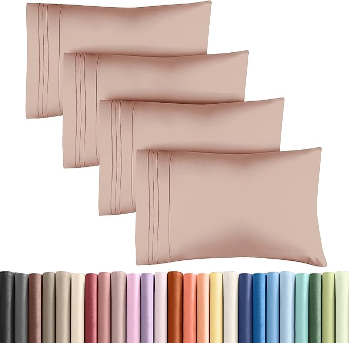 Queen Pillow Cases Set of 4 - Ultra Soft Hotel Quality Pillowcase Covers - Comfy, Cozy & Wrinkle Free - Shrinkage, Stain and Fade Resistant - Machine Washable Pillow Protectors - 4 Piece Set - Mauve
