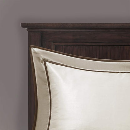 Madison Park Cozy Comforter Set-Deluxe Hotel Collection, All Season Down Alternative Luxury Bedding with Matching Shams, Decorative Pillows, King (104"x92"), Genevieve, Taupe/Brown 7 Piece
