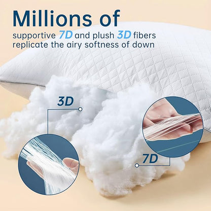 JOLLYVOGUE Pillows King Size Set of 4, Oeko-Tex Certified Bed Pillows for Side, Back, and Stomach Sleepers - Medium Support Down Alternative Filling, Machine-Washable