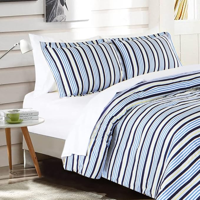 EMME Queen Comforter Set 7 Piece Bedding Sets, Blue Bed in a Bag Bedspreads Queen Size with Comforter, Sheets, Pillowcases & Shams,Soft Down Alternative Bed Set for All Season
