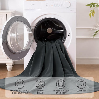 QiyI Waterproof Blanket for Bed Queen Size, Reversible Washable Pet-Friendly Flannel Throw Blanket, Leakproof Stain-Resistant Furniture Protector for Travel & Camping, 60"x80", Dk Grey/Lt Grey