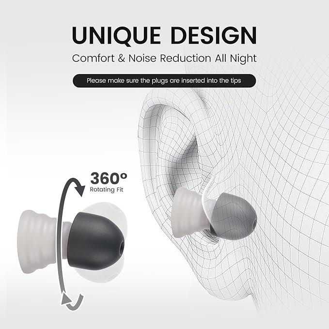 Zeroplus Cocoon EarPlugs - Ultra-Comfy Reusable Noise Reducing Earplugs 26dB NRR for Sleep,Deep Focus,Travel, Noise Sensitivity Hearing Protection Noise Reduction(Black)