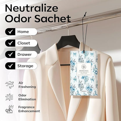 MYARO 20 Packs Fresh Linen Sachets for Drawer and Closet, Long-Lasting Sachets Bags Air Freshener Fresh Scents, Potpourri Bags Home Fragrance for Lover