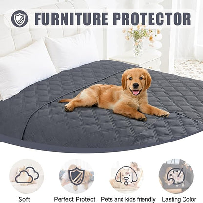 Smiry Waterproof Dog Bed Cover Blanket 68x82, Soft Reversible Pet Blanket, Washable Leakproof Cats Dogs Couch Cover for Sofa, Couch, Furniture, Dark Grey/Dark Grey