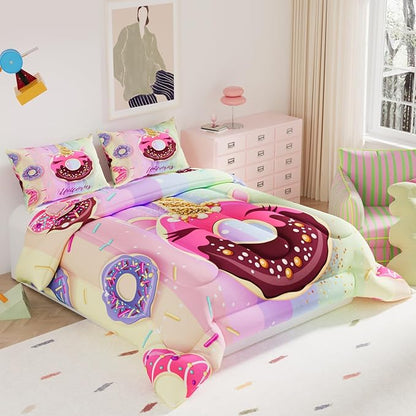 Pink Unicorn Comforter Set, 3D Pattern for Kids Teens Adults,Decorative Bedding Comforter Sets with 2 Pillow Shams, Twin Size