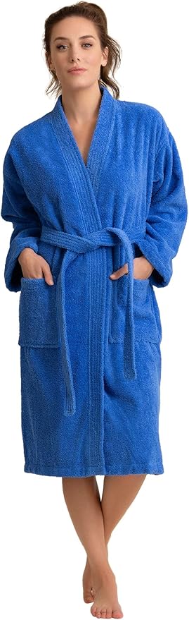 Soft Touch Linen Women's Robe Terry Cotton Cloth- Kimono Style- Thick, Breathable & Comfortable- Lightweight & Absorbent