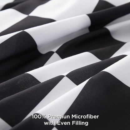 Andency Checkered Comforter Twin XL(68x92Inch), Black White Plaid Gingham Buffalo Grid Bed Set for Students Boys Kids Teens, 2 Pieces Lightweight Microfiber Geometric Dorm Bedding