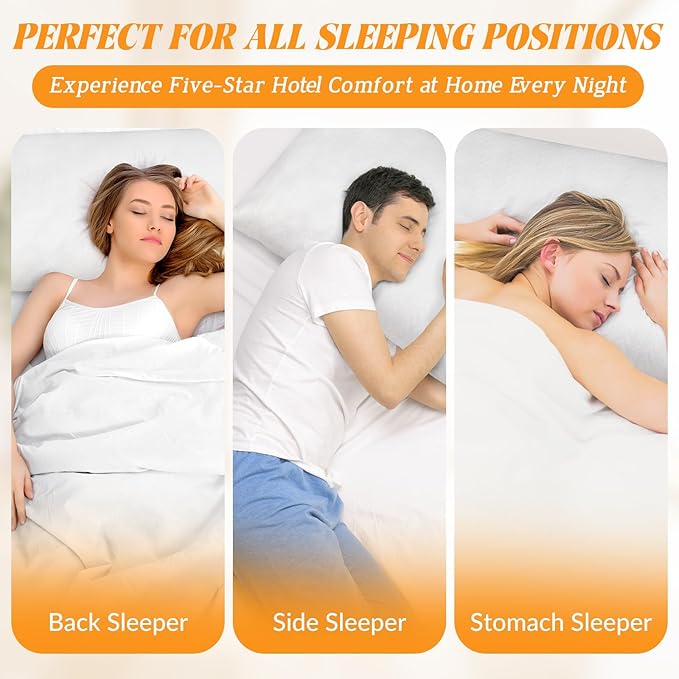 Bed Pillows Queen Size Set of 2, 30x20 Inches – Soft and Supportive Down Alternative Pillows for Sleeping, Hotel Collection Fluffy Pillows for Side and Back Sleepers
