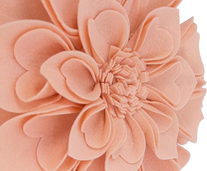 Fennco Styles Handmade 3D Heart-Shaped Petals Flower Decorative Filled Throw Pillow 13" Round - Rose Floral Pillow for Couch, Home Décor and Holiday, Housewarming Gift