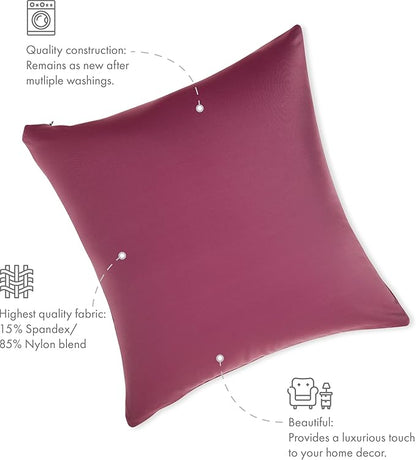 PILLOWY 24x24 Throw Pillow - Burgundy - Merlot: 1Pcs Luxurious Premium Microbead Pillow with 85/15 Nylon/Spandex Fabric. Forever Fluffy, Outstanding Beauty & Support. Silky, Soft & Beyond Comfortable