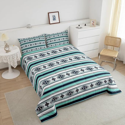Erosebridal Western Aztec Comforter Set Boho Striped Bedding Set Toddler Southwestern American Native Quilt Bedding Sets for Kids Adults Ethnic Tribal Mexican Style Bed Duvet Set 1 Pillow Case