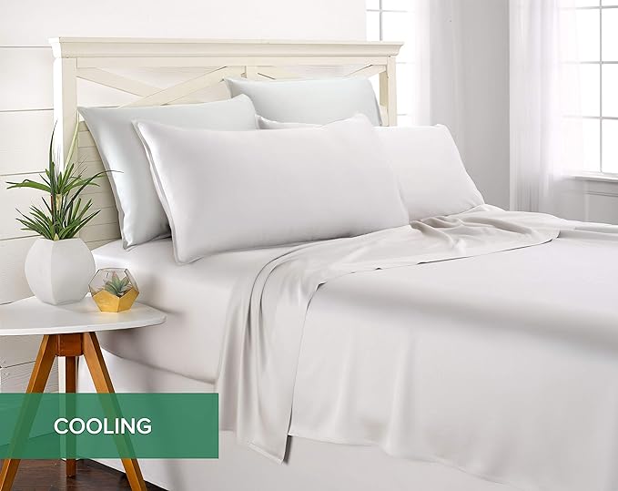 Pure Bamboo Twin XL Sheets, Genuine 100% Organic Viscose Derived from Bamboo Bed Sheet Set, Luxuriously Soft & Cooling, Double Stitching, 2 Year Quality Promise (Twin XL, White) (Pack of 2)