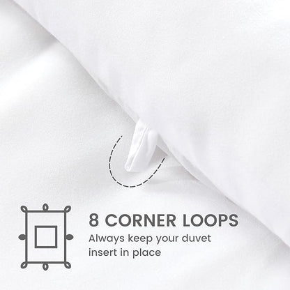 SLEEP ZONE Queen Size Comforter Set Duvet Insert, Down Alternative Reversible Comforter, Lightweight, Soft and Breathable Bedding All Season, Square Quilting White