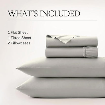 BOLL & BRANCH Signature Hemmed Sheet Set - King, Mist - Luxury 100% Organic Cotton - Includes 1 Flat, 1 Fitted, 2 Pillowcases - Buttery Soft