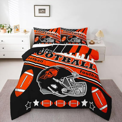Feelyou Football Bedding Set Boys Girls Twin Size Rugby Sports Comforter Set Sports Themed Women Men Football City Duvet Quilt Bedroom Decor