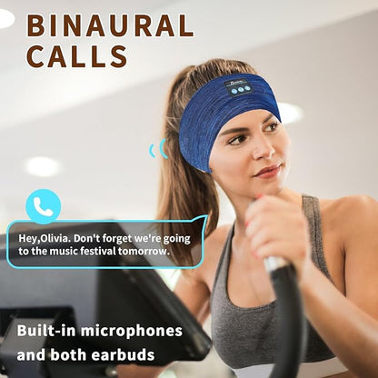 Bluetooth Headphones, Sleep Headphones Headband Wireless for Sleeping Side Sleepers - Adjustable Sleep Headphone, and Bluetooth Headbands for Women Men (Blue)