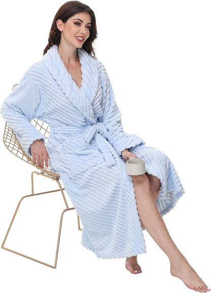Yurhap Premium Robes for Women - Super Soft Cozy Fleece Womens Robe Plush Long Bathrobe