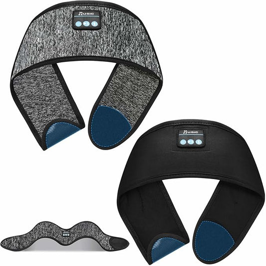 Adjustable Headband Headphones, Sleeping Headphones with Ultra-Thin Speakers, Bluetooth Headband for Side Sleepers, Yoga, Running, Workout, Travel-Black&Grey